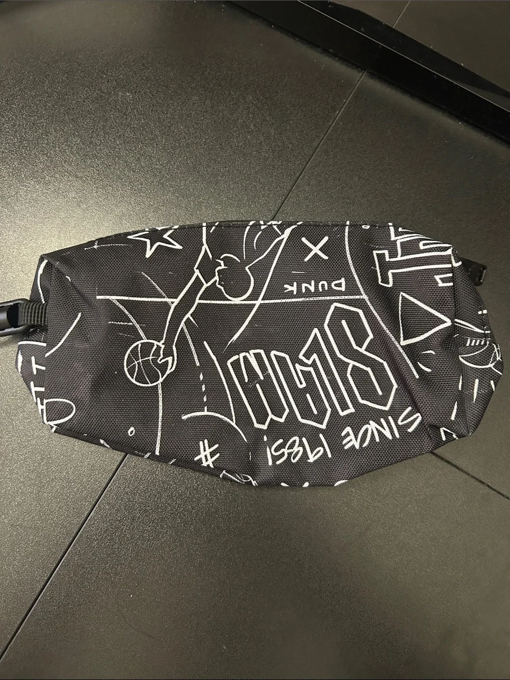 Jordan Black Waist Bag with Red Logo and White Graphic Print